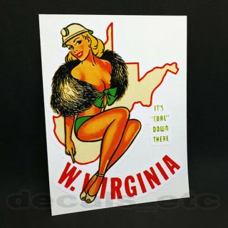 West Virginia Pinup Vintage Style Travel Decal / Pin Up Vinyl Sticker
