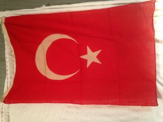 Vintage Turkey Turkish Flag With Numbered Brass Plate