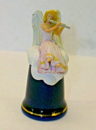 A Rare Sterling Classic Bone China Thimble Angel Thimble - - Playing A Flute - - -