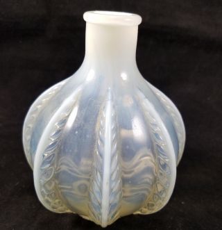 Fenton For Devilbiss Feather Design White Opalescent Glass Perfume Bottle 1940 