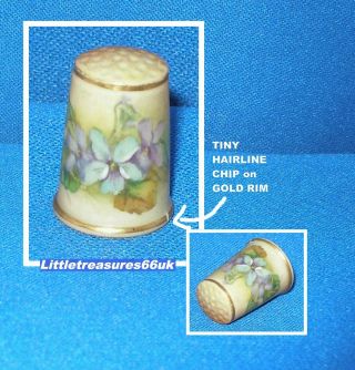Vintage&unsigned Blush Ivory Childs Worcester H/p Thimble Tiny Hairline Violets