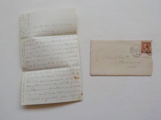 Antique Letter 1800s Petersham Massachusetts Cover Stamp Cancel Vtg Paper Old Nr