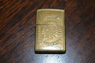 Vintage Rare Collectible Brass Zippo Indian Chief Cigarette Lighter