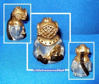 Painted Pewter Thimble. .  Deep Sea Diver