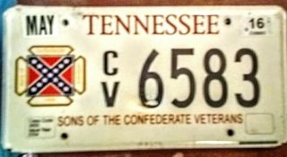 Sons Of Confederate Veterans Tennessee License Plate Issued 2004