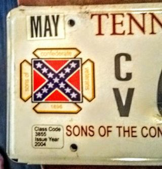 SONS OF CONFEDERATE VETERANS TENNESSEE LICENSE PLATE ISSUED 2004 2