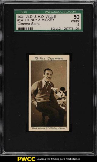 1931 Wills Cinema Stars 3rd Series Walt Disney Mickey Mouse 24 Sgc 4 (pwcc)