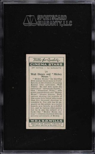 1931 Wills Cinema Stars 3rd Series Walt Disney Mickey Mouse 24 SGC 4 (PWCC) 2