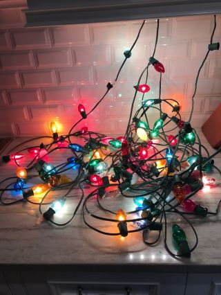 Vintage Outdoor Christmas Lights C9 3 Strings 69 Lights With Extra Bulbs