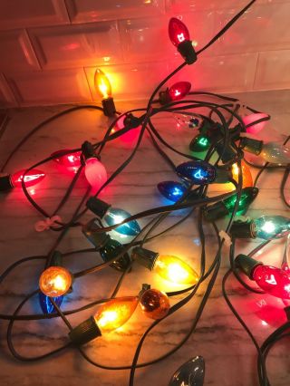 Vintage outdoor Christmas lights C9 3 strings 69 lights with extra bulbs 2