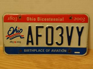 Ohio Birthplace Of Aviation Bicentennial State License Plate