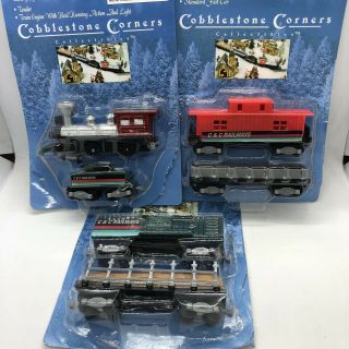 Cobblestone Corners Train Cars Complete Set Of 6 Christmas Village Accessory