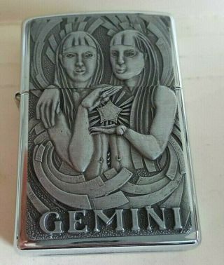 Zippo 1998 Gemini Zodiac Series Chrome Unlit