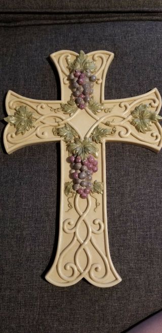 Celtic Style Cross Grape Motif Wall Hanging