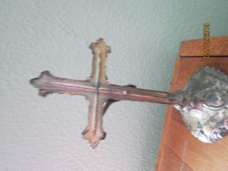 Antique altar Crucifix Silver ornate 6 1/2 