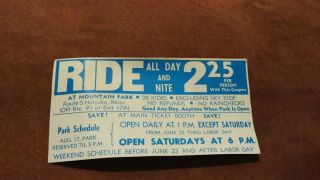Mountain Park Amusement Holyoke,  Ma Ride Coupon Ad Vintage 1960s - 70s