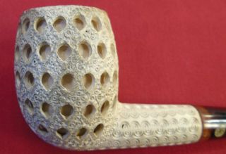 Hand Carved Block Meerschaum Pipe With Case. 3