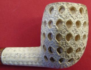Hand Carved Block Meerschaum Pipe With Case. 7