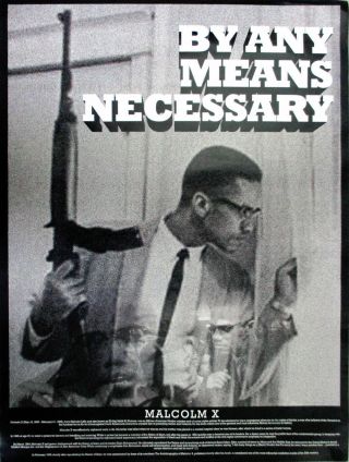 Malcolm X Poster By Any Means Necessary W/ Bio African American (18x24)