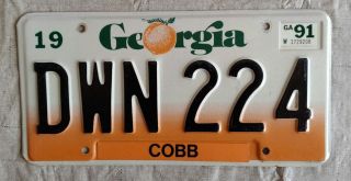 1991 Georgia Ga License Plate Dnw 224