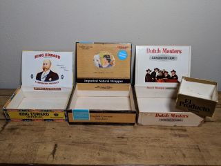 4 Vintage Wood Cigar Boxes Empty King Edward,  Garcia Y Vega,  Dutch Masters