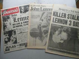 Three 1980 Newspapers On The Death Of John Lennon