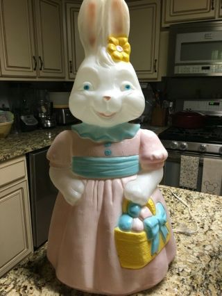 Vintage Empire Easter Girl Bunny Rabbit Blow Mold With Light Cord