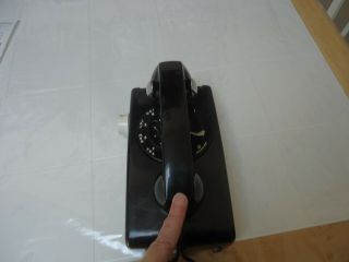 Western Electric Bell Systems Black Rotary Dial Wall Hung Phone A/b 554