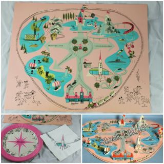Vintage Disney Disneyland Pop - Up Placemat,  Plate,  Napkin,  Tomorrowland,  Castle