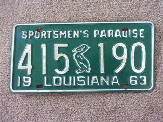 1963 Louisiana Pelican License Plate 415 - 190