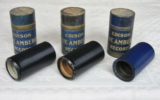 3 X Edison Blue Amberol Cylinder Record Popular Instrumental Nat.  Mil.  Band