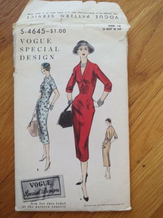 Vogue Special Design S 4645 Vintage sewing DRESS pattern 14 Bust 32 50s 1950s 2
