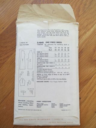Vogue Special Design S 4645 Vintage sewing DRESS pattern 14 Bust 32 50s 1950s 3