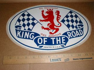 13 " King Of The Road Oil Treatment Vintage Racing Decal Sticker Dealer Display
