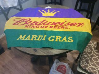 Colorful Budweiser King Of Beers Mardi Gras Flag Soulard Orleans Banner.
