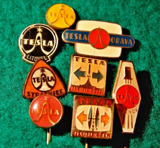 Antique Set Of Tesla Factory Badges From The 1960s /czechoslovakia/24l