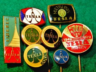 Antique Set Of Tesla Factory Badges From The 1960s /czechoslovakia/20t
