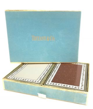 Vintage Tiffany & Co.  Playing Cards,  Brown Gold Cards,  Blue Felt Box Complete