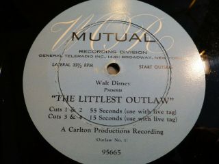 Walt Disney Movie Radio Promo Record Advertising The Littlest Outlaw Preview 33