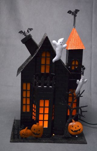 Haunted House Candle Holder Metal Halloween Tealight Ghost Pumpkin