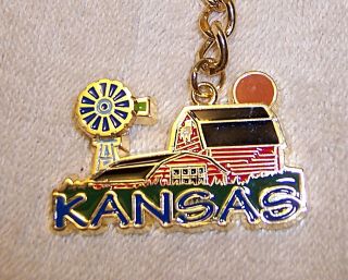 Kansas Windmill Key Chain Barn Farm Souvenir Keychain Home Barn Reminder Heart