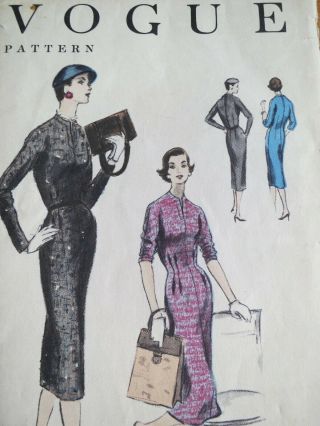 Vogue 8720 1955 Vintage Sewing Very Easy Dress Pattern Size 14 Bust 32 50s 1950s