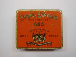 State Express 666 20 Fine Cigarettes Tobacco Tin Ardath Virginia Orange Vintage