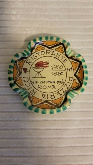 1960 Roma Olympics Souvenir Plate From Ricci Ristorante Pizzeria (sarzana Italy)