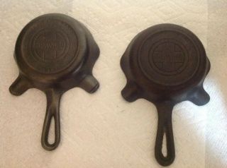 Vintage Set/2 Cast Iron Griswold 570 00 Erie,  Pa.  Ashtrays W/ O Match Holders