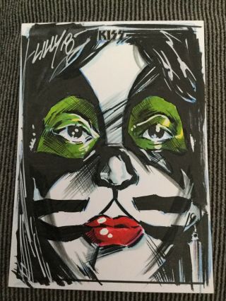 Kiss Premium Trading Cards Dynamite Peter Criss Sketch Card 1/1 Signed Artist