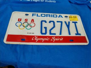 Vintage License Plate Tag Florida Fla Olympic Spirit G27yi $4 Combine Ship