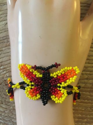 Unique Mexican Huichol Bracelet Art Beaded Adjustable Jewelry Hand Made B - 045