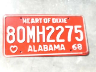 Alabama 1968 License Plate 80mh2275