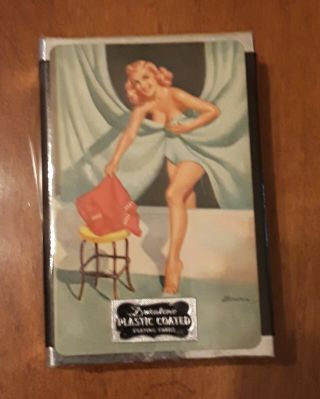 Pin - Up Girl,  Duratone Plastic Coated Playing Card,  Vintage